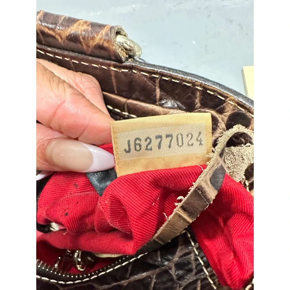 Dooney & Bourke Brown Croc Embossed Leather Small Satchel Bag J6277024